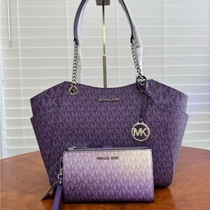 Michael Kors Purple Tote and Wallet Set
